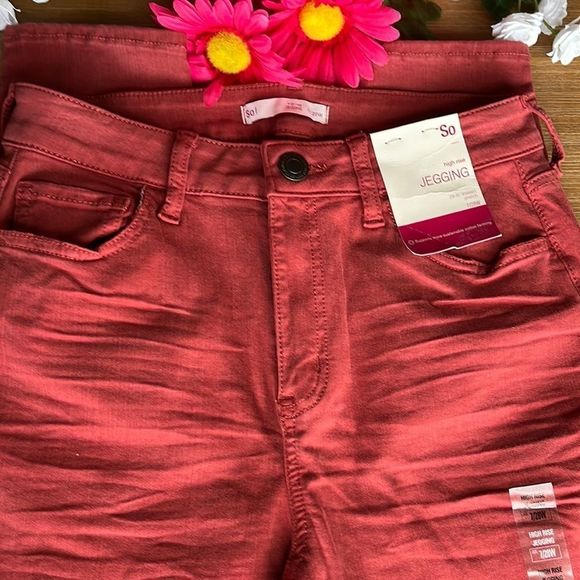 SO high rise burnt orange twill legging skinny pants juniors size 7/28W - Picture 2 of 13